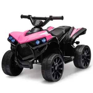 Kids ATV 4 Wheeler, 6V Ride on Quad Car with LED Lights, Music, Foot Pedal & Wear-Resistant Wheels, Battery Powered Electric Vehicle for Kids Toddler-Pink