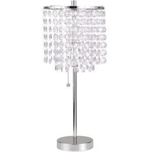 19"H CHROME CRYSTAL INSPIRED PULL TABLE LAMP (1PC/CTN) (0.43/4.22)