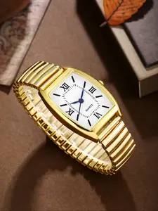 Classic Design Elegant Quartz Movement Watch, Multi-Color Options, Roman Numeral Dial, Elastic Metal Strap, Perfect Gift for Business Professionals