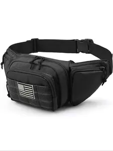 Multifunctional Sports Waist Bag, Multi-Pocket Crossbody Backpack, Hiking Camping All-Season Use, Sporty Style, Plain Pattern, Durable Outdoor Hiking