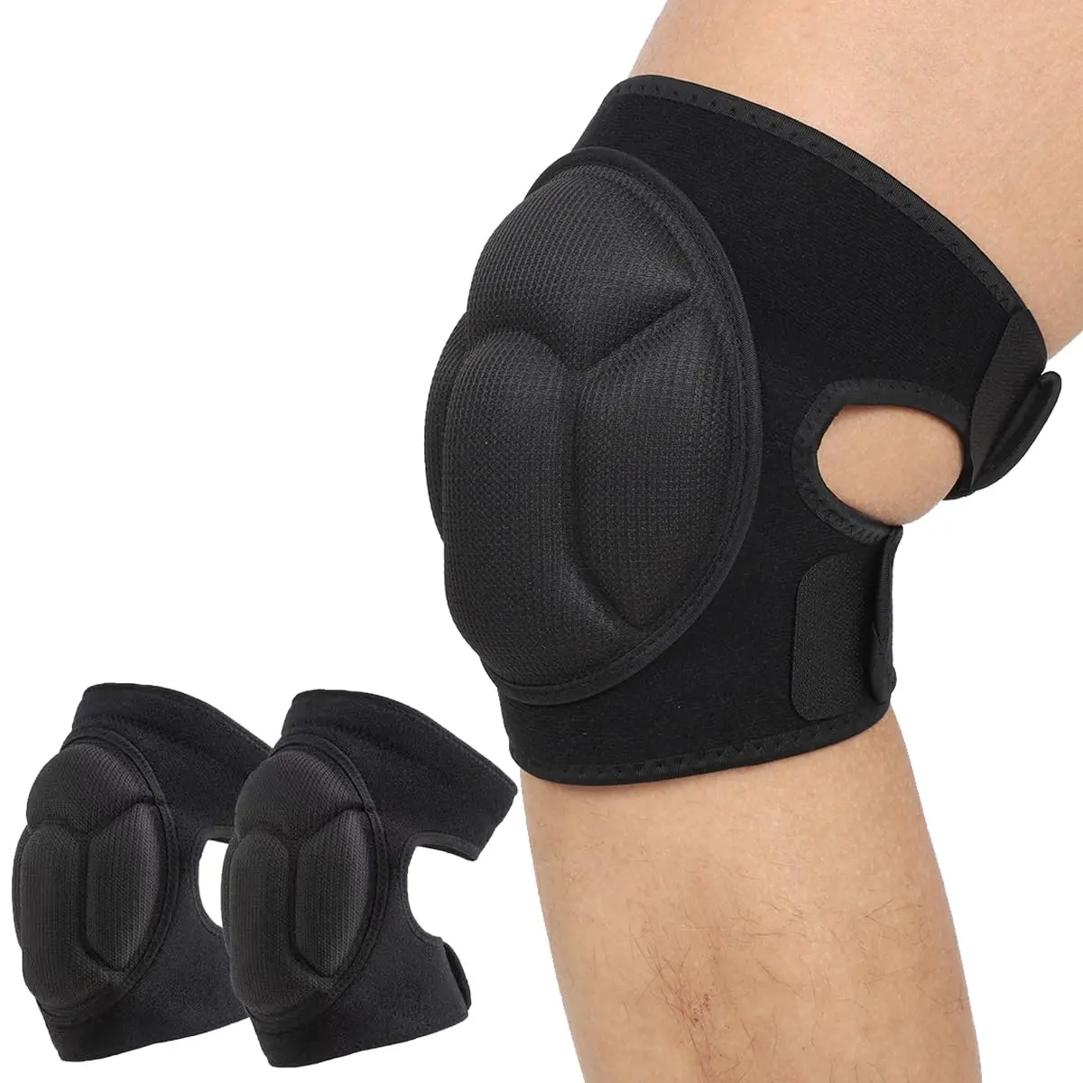 Thick EVA Knee Pads with Adjustable Straps - Breathable Fabric, Impact Absorption, Lightweight Cushioning for Gardening, Construction Work, Cleaning (Tools & Hardware, Garden Protective Gear, Knee Brace)