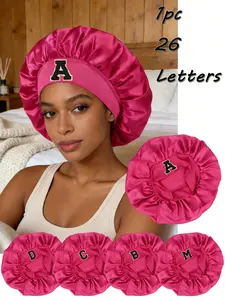 1PC Unisex Personalized A-Z Letter Jellyfish Hair Hat, Soft Satin Sleep Cap for Curly Hair, Comfortable Night Sleep Hat Hair Protection Bonnet,Breathable Satin Hair Bonnet, Perfer For Hair Care & Beauty Sleep