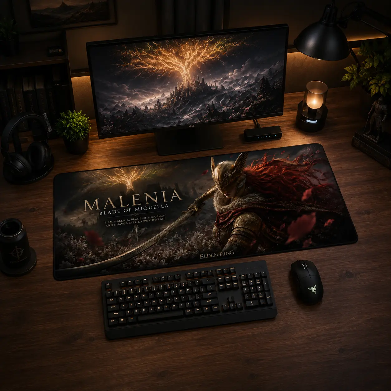 Elden Ring Character Collection Gaming Mouse Pad, Ranni Malenia Radahn Messmer Blaidd Fantasy Extended Desk Mat, Large Keyboard Pad, Waterproof Non-Slip Rubber Base Mousepad for PC Gamer Setup, Gaming Room Accessories, Desktop Decor, 40x20 Inch