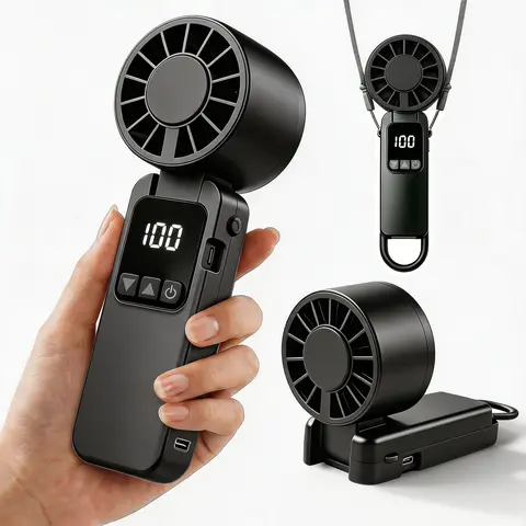 Summerwins Mini Battery Powered Clip Fan - 6000mAh Rechargeable, 20000 RPM Brushless Motor, 199 Speeds, Foldable High-Speed, Adjustable Airflow, Multifunction for Summer Travel, Outdoor Use, Clip Fan Rechargeable