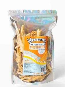 FIDO FUELS - Freeze Dried Chicken Feet - 20 count Bag of Single-Ingredient USA Treats for Dogs - Nutrient-Dense & Organ-Rich - Safe for All Breeds & Ages - Meal Topper or Training Reward