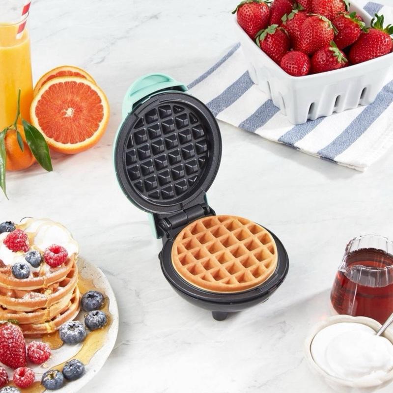 Dash Mini Waffle Maker DMW001 - 4" Snack-Sized Waffles, Dual Nonstick Surfaces, Compact & Lightweight, 350 Watts, Includes Recipe Guide