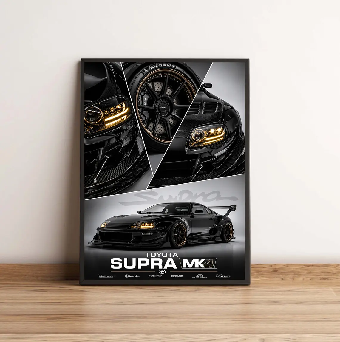 Glossy Black Sleek Collage Poster - Premium 220g Hybrid Paper Modern Dark Aesthetic Graphic Art Print for Room & Wall Decor (10mil, Unframed)