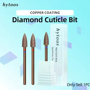 Copper Coated Diamond Cuticle Clean Nail Drill Bit, Large Cone Dead Skin Cleaner, Russian Prep Tool for Manicure Technician