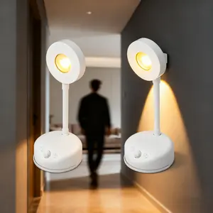 2 Pack Motion Sensor LED Magnetic Wall Lamp 360° Rotating USB-C Rechargeable Warm White Daylight Dual Tone 3M Auto On Off Hallway Kitchen Stairwell No Wiring 5H Runtime Rechargeable Wall Sconces