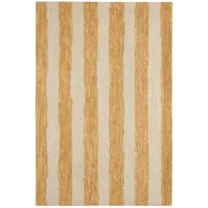 Silas Stripe Gold Hand Micro Hooked Wool Rug 10x14