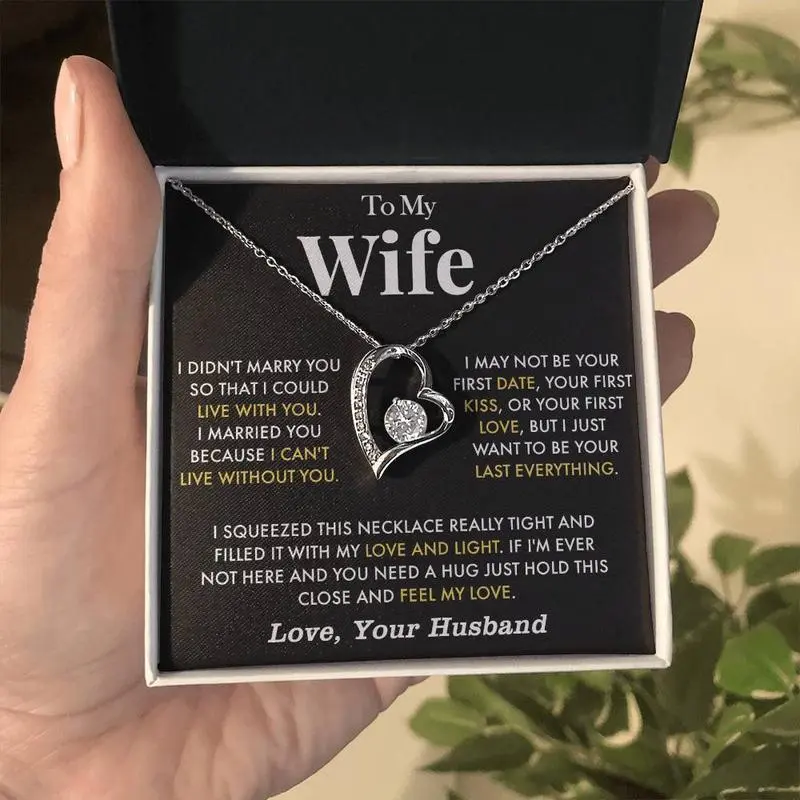 To My Wife, Jewelry Present, Anniversary Necklace, Gift for Wife, Anniversary Necklace, Love Your Husband Gift, Birthday To My Wife, Jewelry Present, Anniversary Necklace, Gift for Wife, Anniversary Necklace, Love Your Husband Gift, Birthday