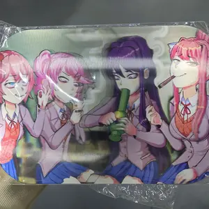 Cute anime metallic ash tray with 3d magnetic lid