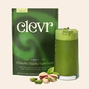 Clevr Honey Pistachio Matcha SuperLatte - Toasted Pistachio, Honey, & Ceremonial Matcha Blend with Oat Milk, Lions Mane, Reishi Mushroom, Coconut Cream, Ashwagandha