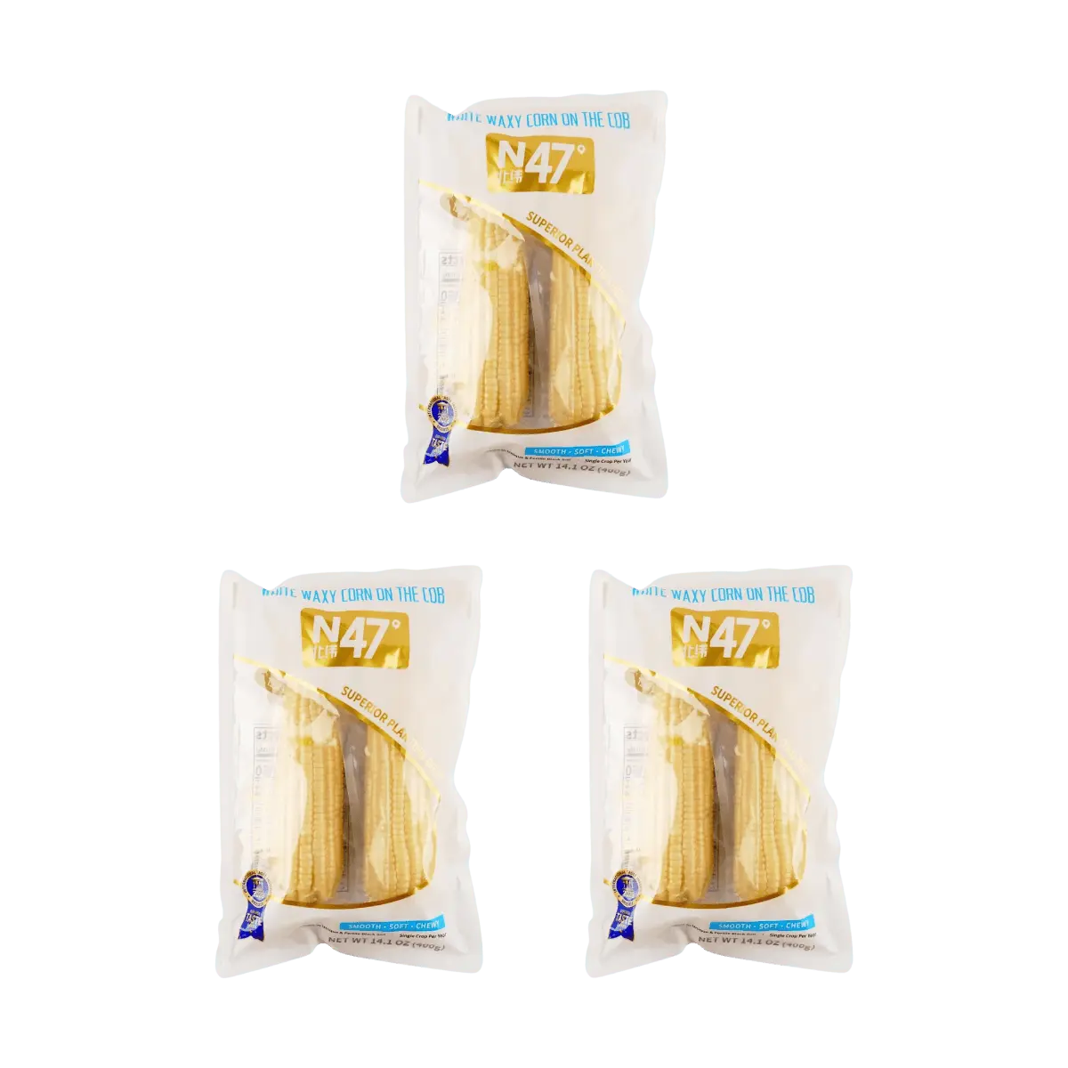 Bei Wei 47 Fresh White Waxy Corn - on the Cob, 2 Pieces, 14.1oz*3 packs【Value Pack】