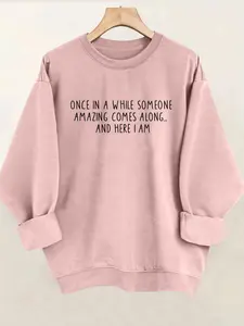 Autumn Winter Women's New Arrival Retro Style Loose Fit Round Neck Long Sleeve Sweatshirt, Casual Fashion Pullover for Daily Wear, Graphic Sweatshirts