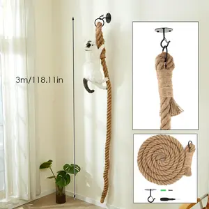 [Summervibes]Wall Mounted Cat Climbing Rope 3m Scratching Post with 300cm[petlovers]Jute Rope for Indoor Cats Minimalist Cat Tree & Toys Contemporary Wood Design