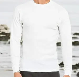 SunTees Men's Cotton Waffle Knit Shirt: Warm Thermal Top for Winter - Crew Neck Classic Menswear White Fashion Long Crewneck Knitwear Polyester