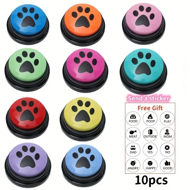 4/8/10pcs Dog Training Button Recordable Pet Communication Dog Toys Dog Talking Button Cute Claw Print Pattern Dog Additions Without Battery