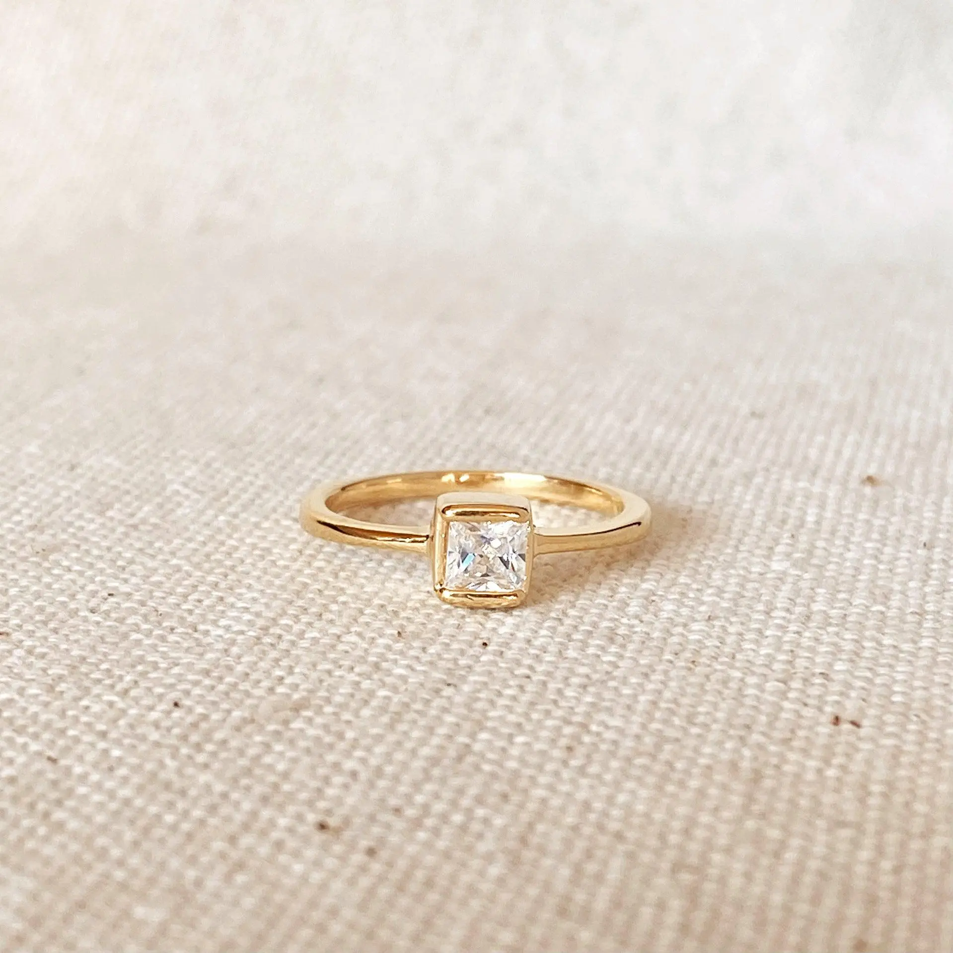 Dainty 18k Gold Filled Square Solitaire Ring Dainty 18k Gold Filled Square Solitaire Ring