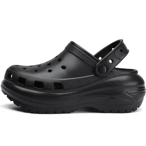 Women's Black Color Platform Slides, Casual Comfortable Home Slippers, Eva Beach Slippers, Non-slip Soft Slipper Shoes for Indoor & Outdoor Wear, House Slides, Footwear