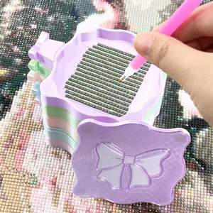 1Pc Cute Bow-Shape Magnetic Diamond Painting Tray with Separate Lid – Easy Sorting & Storage