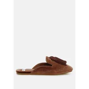 Rag & Co Womens Cardinal Tassel Detail Velvet Mules 7
