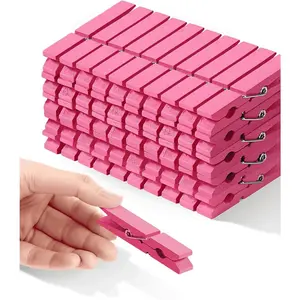 Pink Clothes Pins for Baby Shower 2.9" 50 Pack (Colored Clothespins Cheer Pin for Backpacks Decorations Team Games Decorative Crafts Pegs Photos Pictures Decoration Clip Clothing Hanging Closepins)