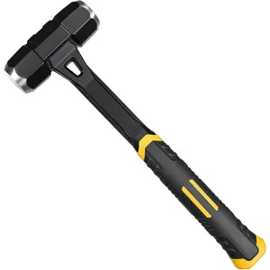 4lb Sledge Hammer - Heavy Duty Drilling Hammer with Forged One Piece Steel Head & Fiberglass Handle, Perfect for Demolition, Construction, and Blacksmithing