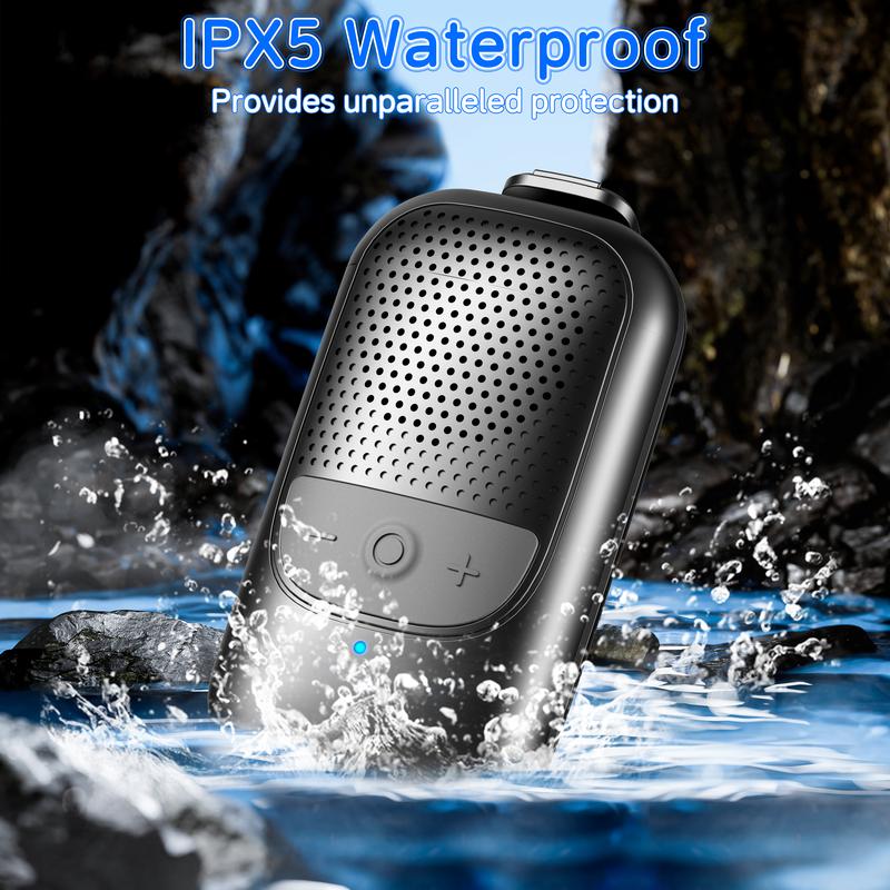 Clip-On Bluetooth Speaker, Wireless Portable Speaker with Microphone for Hands-Free Calls and Music, Up to 10 Hours Playtime for Work, Hiking, Running, and Outdoor Activities