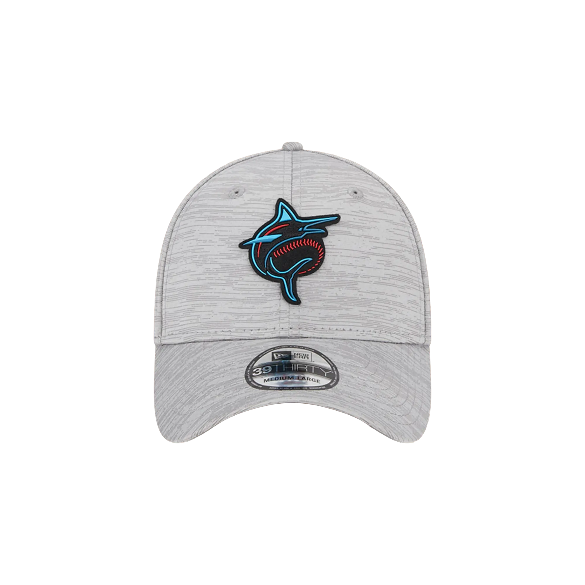 39THIRTY Miami Marlins Clubhouse Flex Fit Hat "Heather Grey / Black - Brim" NE857