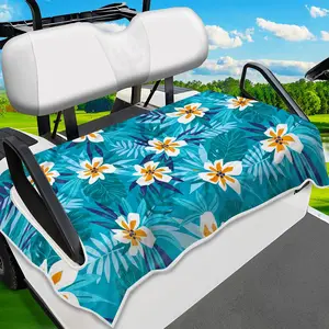 Golf Cart Seat Covers, Blue Flowers Golf Cart Seat Towel Blanket for All EZGO, Yamaha, Club Cars, Icon and More 2/4-seats Cart, 100% Microfiber, Essential Golf Cart Accessories, 51'' x 31''