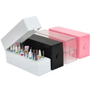 Transparent Nail Drill Bit Storage Box, 30/48 Hole Manicure Pedicure Tool Holder, Plastic Cleaning Brush Display Rack, Cosmetic Storage