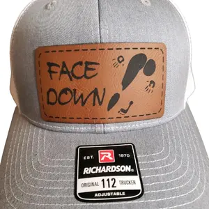 face down laser engraved leather patch hats