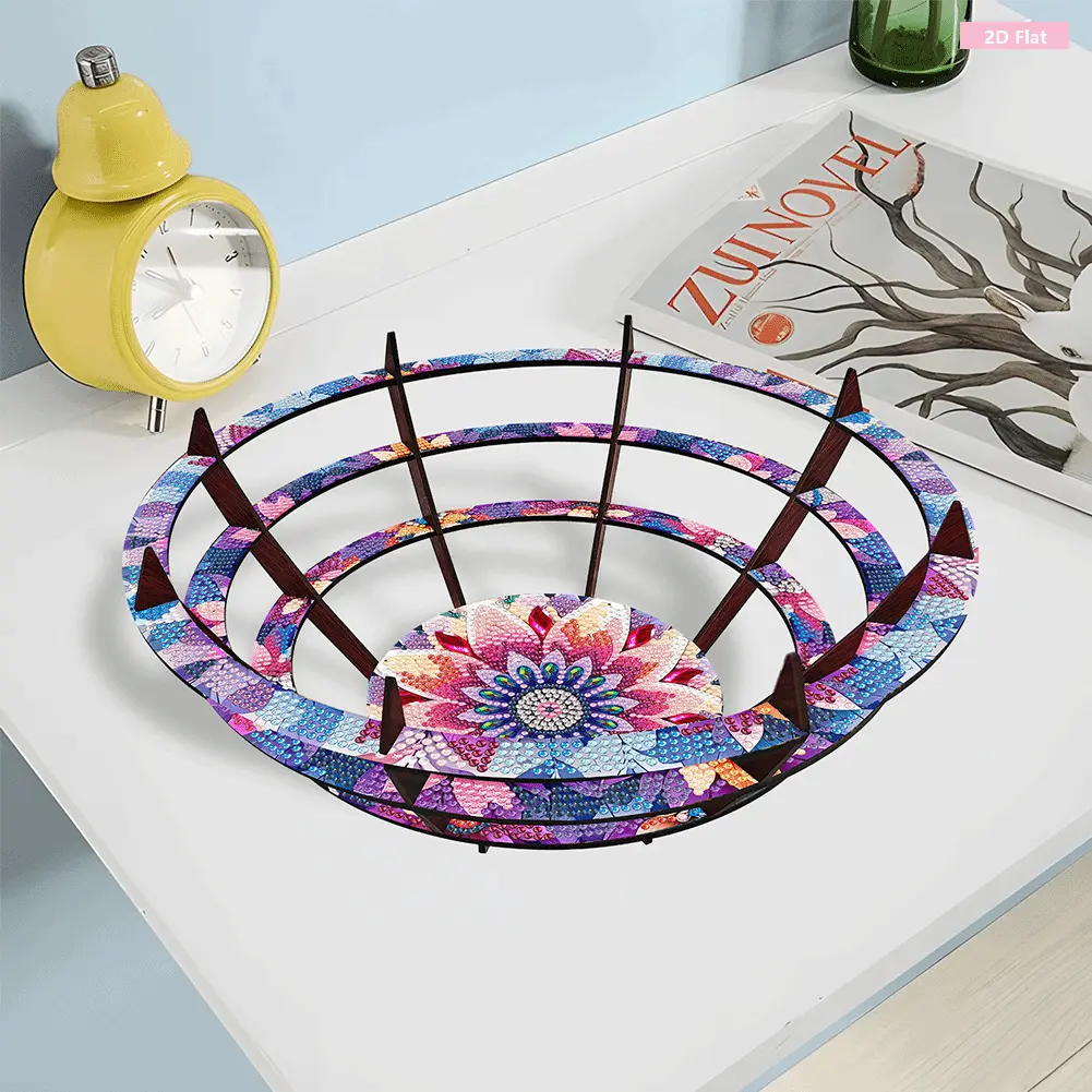 Diamond Painting Kit DIY Diamond Wooden Snack Storage Tray Diamond Art Painting Candy Plate DIY Handmade Dot Diamond Decorative Plate for Parties Festivals Family Gatherings