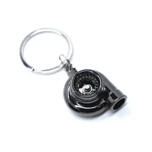 LUITON Turbo Keychain Metal Spinning Turbocharger Automotive Mini Car Part Keychain Key Ring