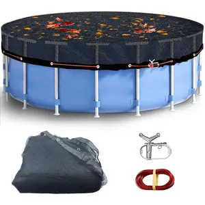 28 Ft Round Leaf Cover for Above Ground Pool, Durable Black Mesh Swimming Pool Leaf Net Cover with Winch &  for Leaves and Debris for 24 Ft Round Pools (Black, 24 Ft)