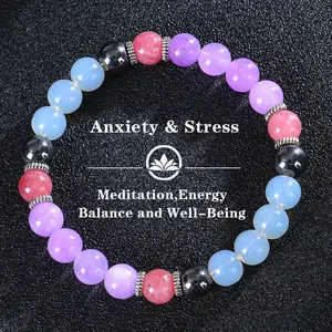 Anxiety & Stress Bracelet Meditation, Energy Balance And Well-Being Natural Healing Crystal Gorgeous Stone Gemstone Jewelry Energy Love Girlfriend Boyfriend Souvenir Valentine Anniversary New Year Christmas Halloween Birthday Gift