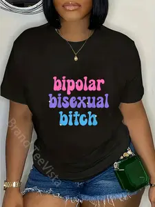 100% Cotton Groovy Bipolar Bisexual Bitch - Funny Retro Bi Pride Flag T-Shirt