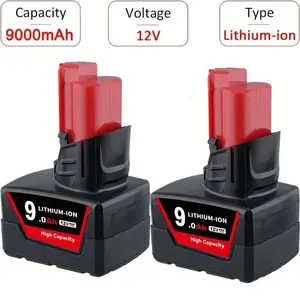 9.0AH Replace for Milwaukee M12 Battery 12V 2pack 48-11-2490 48-11-2403 48-11-2402 48-11-2412,Compatible with Milwaukee 12v Cordless Power Tools