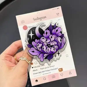 Magic Night Flower with MagSafe Phone Grip, Horror Aesthetic Magnetic Phone Holder, Kawaii Scary Fan Gift , Kindle Accessories sticky Baby mount Library Card Flower-Shaped Multi-Functional Stand Universal Car Double-Sided Octo Adjustable Portable