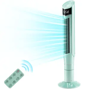 Antarctic Star Tower Fan 360°Oscillating Fan Quiet Cooling 24H Timer Remote Control Powerful Standing 8 Wind Speed 3 Wind Modes Ionizer Mode Bladeless Portable LED Display,Bedroom Office 47-Inch Green
