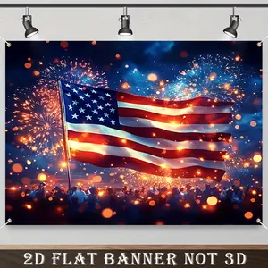 2D Flat Banner, 1pc Independence Day Background Banner for The 4Th of July, Made of 100% Polyester, Suitable for Festive Holiday Use Without Electricity for Any Occasion, Party Decorations Banners