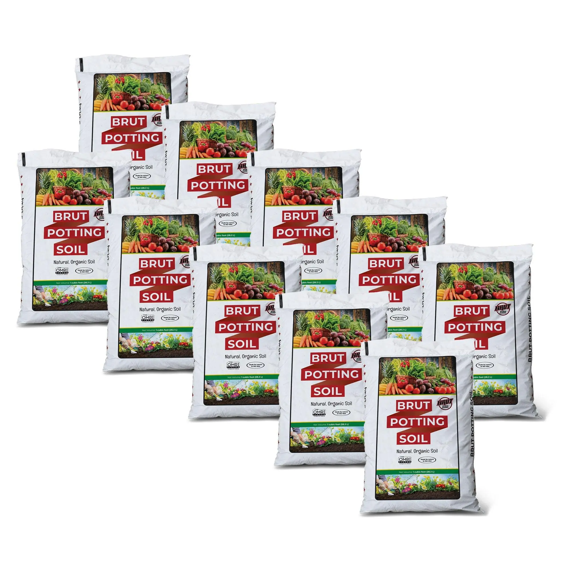 Brut Organic Potting Soil, 1 CF, Indoor and Outdoor Container Plants, 10 Pack Brut Organic Potting Soil, 1 CF, Indoor and Outdoor Container Plants, 10 Pack