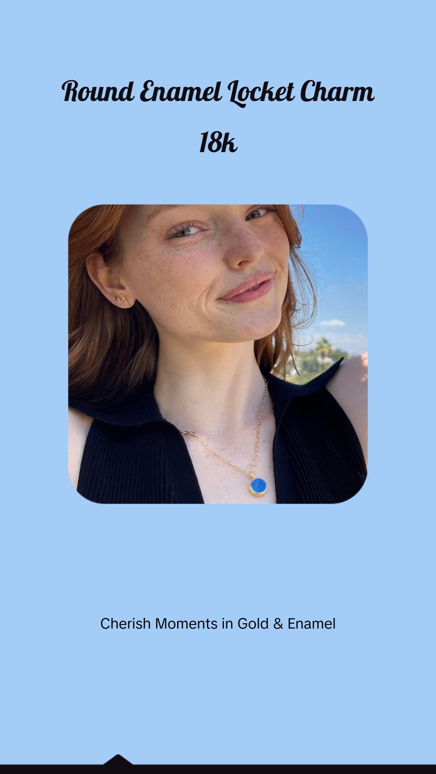Round Enamel Locket Charm
