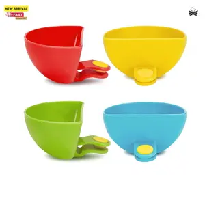 Dip Clip for Bowls Plates 4PCS Plastic Dip Clip Bowl Plate Holder Chip and Dip Serving Set Sauce Holder for Spice Tomato Sauce Salt Veggie Vinegar Ketchup Chips (4 Colors)