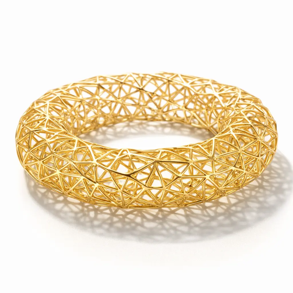 Vale & Veil — Paris | Voûte Sculptural Bangle | Handcrafted Gold Openwork Bracelet