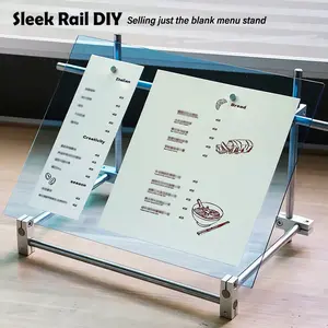 Minimalist DIY Acrylic Menu Stand Kit, Modern Industrial Style Table Display for Coffee Shop, Bakery & Home Decor