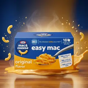 Kraft Easy Mac and Cheese, 18 Packets, for Easy Dinner or Dinner Sides, Original Flavor, No Artificial Flavors, Preservatives or Dyes, 38.7 oz