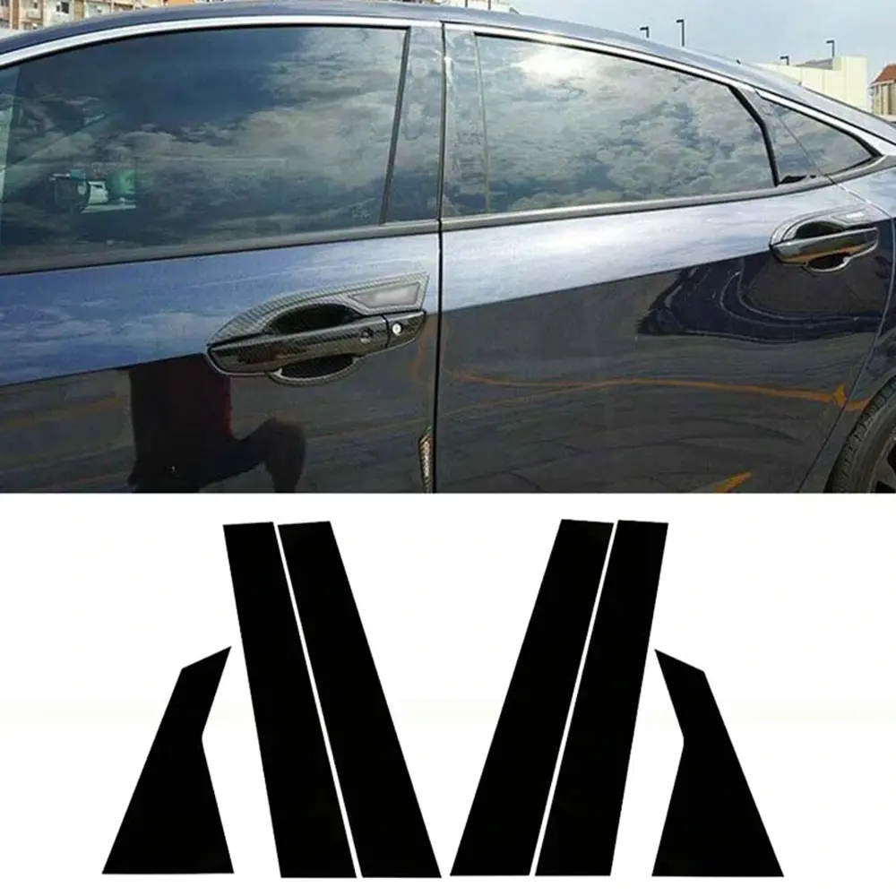 For Honda Civic 10th Sedan 2016-2020 Glossy Black Door Window Pillar Posts Cover Trim 6x For Honda Civic Sedan 2016 2017 2018 2019 2020