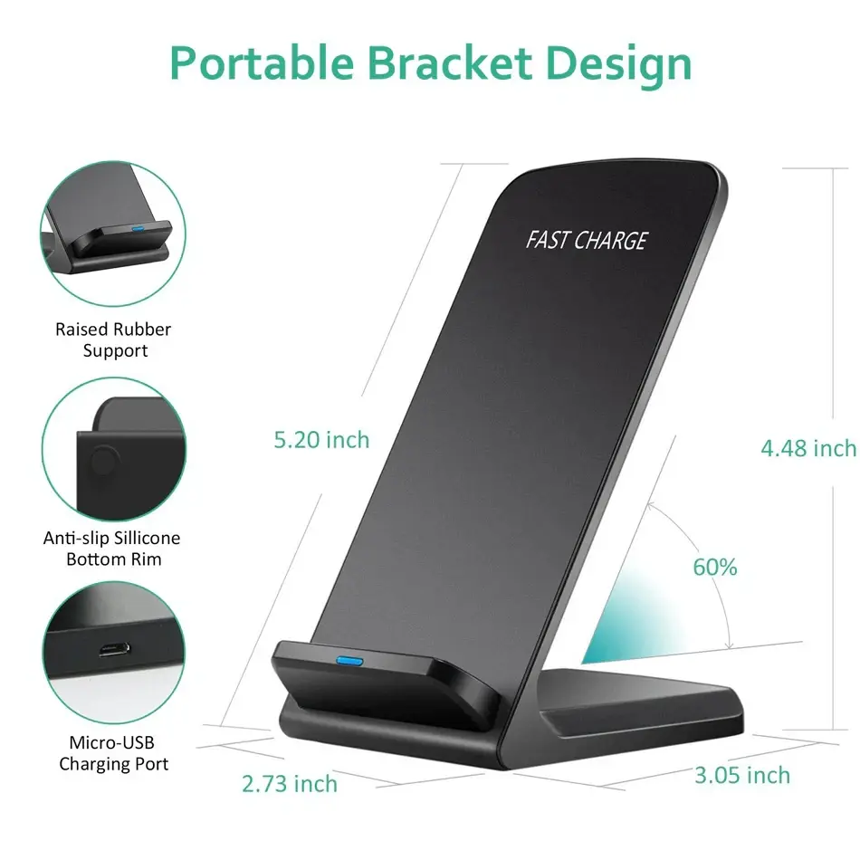Wireless Fast Charger Charging Pad Stand Dock For Samsung Galaxy iPhone Phone